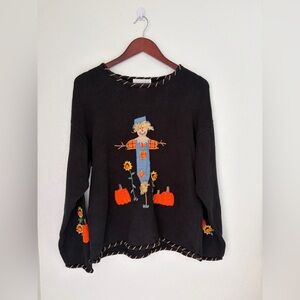 Vintage 90s Scarecrow & Pumpkin Sweater